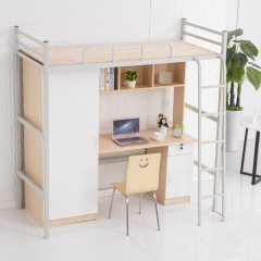 国产 上床下桌组合床公寓床学生宿舍成人员工铁艺床单人省空间高架床