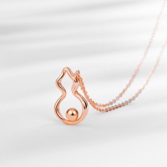 明牌珠宝  18K金项链 彩金玫瑰金葫芦摩登吉福项链CSR0081