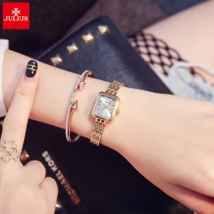 聚利时  女士手表学生简约时尚钢带小巧防水方形名牌手表