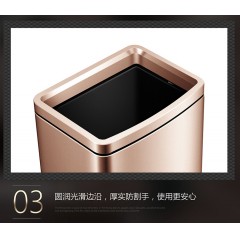 国产 无盖压圈垃圾桶家用大号简约创意不锈钢客厅卧室卫生间厨房欧式8838