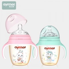 爱因美 宽口径PPSU奶瓶耐摔带吸管硅胶奶嘴新生儿宝宝广口塑料奶瓶