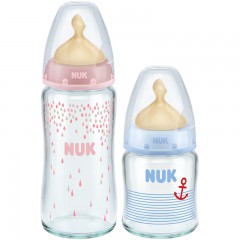 NUK   宽口奶瓶乳胶奶嘴套装NUK玻璃奶瓶2件套