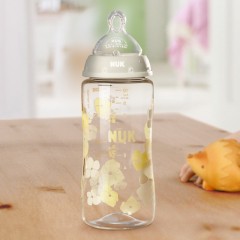 NUK 奶瓶NUK宽口PA彩色奶瓶300ml带成长型6-18个月硅胶中圆孔奶嘴