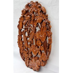 国产 木雕挂件 香樟木头雕刻画工艺品中式客厅实木质艺术年年有余