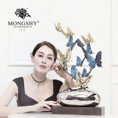 国产  纯铜蝴蝶摆件客厅艺术家居装饰摆件工艺品招财办公室开业送礼摆设