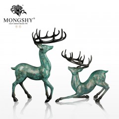 国产 纯铜鹿一对新中式家居装饰摆件工艺品客厅玄关风水招财开业礼品