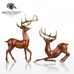国产 纯铜鹿一对新中式家居装饰摆件工艺品客厅玄关风水招财开业礼品