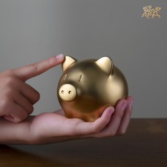 国产  铜师傅 全铜摆件《招财金猪》铜工艺品 创意礼品  储蓄罐