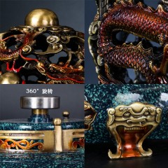 国产 招财纯铜摆件公司开业礼品客厅玄关乔迁装饰品礼物时来运转聚宝盆