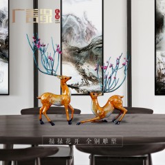 国产  铜鹿摆件客厅家居装饰会所酒店办公室乔迁开业礼品纯铜梅花鹿摆件