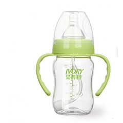 爱得利 婴儿宽口塑料奶瓶宝宝吸管杯带手柄新生儿0-6-18个月