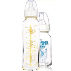 爱得利 标口高硼硅玻璃奶瓶套装 新生儿奶瓶德国进口瓶身125+240mL