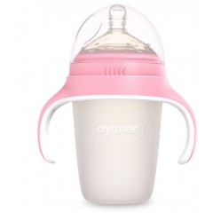 爱因美 硅胶奶瓶全软宽口径新生婴儿防账气防摔耐摔奶瓶带手柄吸管