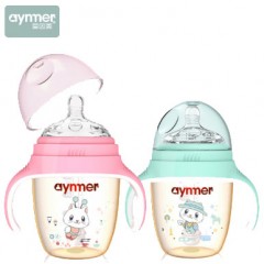 爱因美 宽口径PPSU奶瓶耐摔带吸管硅胶奶嘴新生儿宝宝广口塑料奶瓶