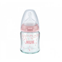 NUK 奶瓶NUK玻璃奶瓶新生儿宽口奶瓶120ML配硅胶奶嘴1号m