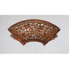 国产 木雕挂件 香樟木头雕刻画工艺品中式客厅墙壁背景实木质扇形