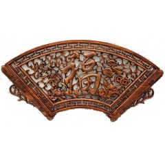 国产 木雕挂件 香樟木头雕刻画工艺品中式客厅墙壁背景实木质扇形