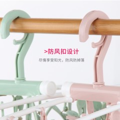 国产 阳台多功能防风晾晒衣架女士内衣袜子带塑料12夹子家用便携可折叠