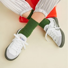 feiyue/飞跃 低帮帆布鞋女学生休闲鞋子皮革拼接小白鞋2083