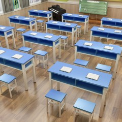国产 学生课桌双层带抽屉凳子椅子 120*60*80