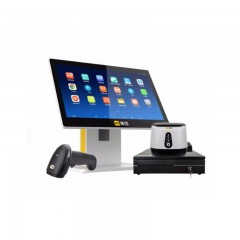 美团点评 智能零售 套餐二 商超一体收银机+58小票打印机+钱箱 大 +键盘+客显+二维码扫码枪