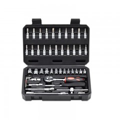 卡夫威尔 工具箱工具套装随车工具组小飞6.3MM套筒棘轮扳手44件套SS046A01