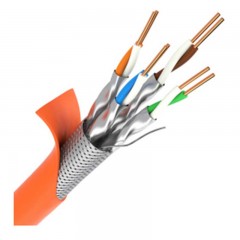 ☆山泽 SAMZHE CAT7七类万兆双屏蔽抗干扰降衰无氧铜高速网线 100米/轴 橙色 SFTP-7100