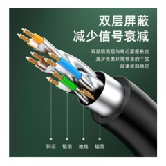 ☆山泽 SAMZHE 电脑宽带连接线 纯铜双屏蔽8芯双绞线 黑色 0.5米