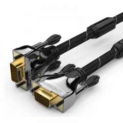 ☆秋叶原 CHOSEAL QS0005T25 VGA(3+6) 工程级电脑电视投影仪带屏蔽网带磁环视频线 25米