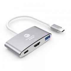 ☆秋叶原 CHOSEAL USB 3.1 TYPE C-C+VGA+USB3.0 苹果多功能转换器 铝壳 银灰色 QD6312