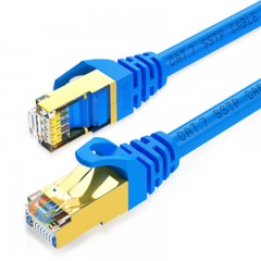 ☆山泽 SAMZHE 工程级七类CAT7类纯铜镀金双屏蔽高速网络跳线 7类成品网线 网络连接线 蓝色30米 CAT-730L