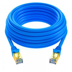 ☆山泽 SAMZHE 工程级七类CAT7类纯铜镀金双屏蔽高速网络跳线 7类成品网线 网络连接线 蓝色30米 CAT-730L