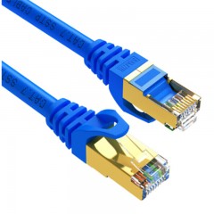 ☆山泽 SAMZHE 工程级七类CAT7类纯铜镀金双屏蔽高速网络跳线 万兆成品网线 网络连接线 蓝色10米 CAT-710L