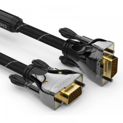 ☆秋叶原 CHOSEAL QS0005T25 VGA(3+6) 工程级电脑电视投影仪带屏蔽网带磁环视频线 25米