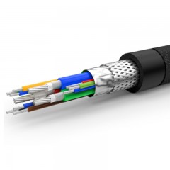 ☆秋叶原 CHOSEAL QS0005T5 VGA(3+6) 工程级电脑电视投影仪带屏蔽网带磁环视频线 5米