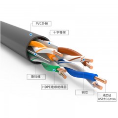 ☆秋叶原 CHOSEAL 超五类网线 双屏蔽 防鼠蚁 抗扰降衰 国标纯铜 高速 环保网线 绿色 50米 QS2613XT50