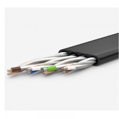 ☆秋叶原 CHOSEAL QS5178A 七类扁平网线(带镀金水晶头） 0.5米 黑色