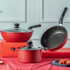 ☆爱仕达 烹饪锅具 锅具三件套（约30CM炒锅 约24cm煎锅 约20cm汤锅）