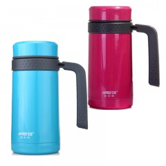 哈尔斯 304不锈钢雅士办公保温杯有手柄男女商务保温杯带茶隔450ML  LBG-450-1