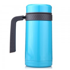 哈尔斯 304不锈钢雅士办公保温杯有手柄男女商务保温杯带茶隔450ML  LBG-450-1