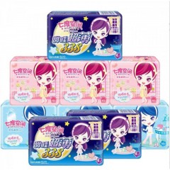 七度空间 卫生巾纯棉超薄日用夜用绵柔姨妈巾护垫11包72片