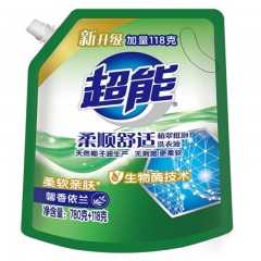 超能-柔顺舒适植翠低泡洗衣液-780g+118g/袋 -单位：袋-8袋起订