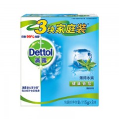 滴露-健康抑菌香皂清新焕肤系列薄荷冰爽-115克*3-单位：盒-起订量3