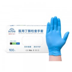 英科医疗（INTCO）-一次性医用丁腈检查手套-蓝色-M码（100只/盒）-单位：盒