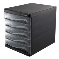齐心（COMIX）B2247-桌面文件柜五层塑胶-带索引标签-抽屉资料收纳柜办公用品-黑色-办公文具-单位：个