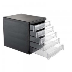 齐心（COMIX）B2247-桌面文件柜五层塑胶-带索引标签-抽屉资料收纳柜办公用品-黑色-办公文具-单位：个
