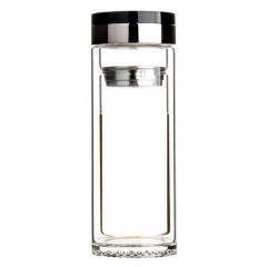 富光 双层水晶玻璃杯男便携车载水杯办公带盖茶杯耐热加厚杯子  FB1014-280