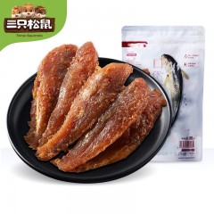 三只松鼠休闲零食香酥小黄鱼96g/袋鱼干即食小鱼仔黄鱼酥香辣味下酒菜海味鲜香