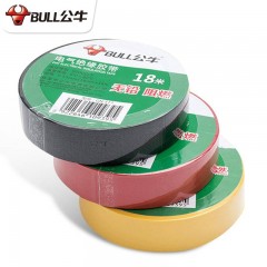 公牛（BULL） 电工胶布电工绝缘胶带黑色红色黄色胶带阻燃耐低温电工PVC胶布 单位：卷 50卷起订（18米长电工胶带（颜色随机发））