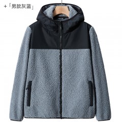 三极户外（Tri-polar）绒抓绒衣男女款秋冬加绒加厚户外保暖摇粒绒女士开衫外套TP8332 灰蓝色(尺码可选)单位：件